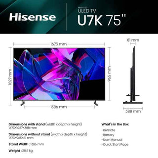 Hisense 75'' Black Mini ULED UHD 4k Smart TV - 75U7K