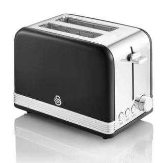 Swan 2 Slice Black Stainless Steel Retro Toaster SRT2B/G/R