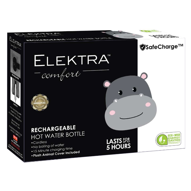 ELEKTRA HOT WATER BOTTLE PINK HIPPO SEL2505