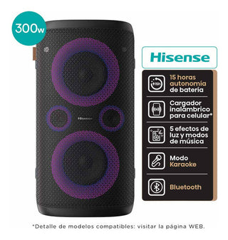 Hisense 300W Party Rocker One True Wireless Stereo Bluetooth Speaker-Black HP100