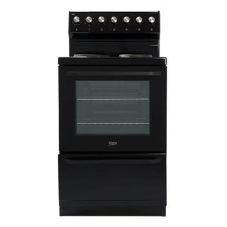 Univa Cable Stove, 4 Vitroceramic Plates, Rear Control Panel, Warmer Drawer, Black  U126CB-1