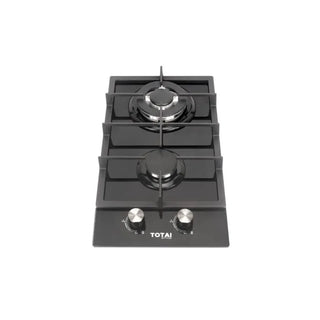 Totai 2 Burner Black Gas On Glass Hob - 03/TS2BNR-GG