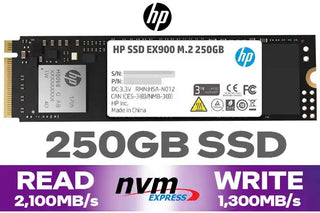 HP EX900 250GB M.2 PCI-e 3.0 x 4 NVMe 3D NAND Internal Solid State Drive (SSD) / Maximum Read Speed 2,100 MB/s / Maximum Write Speed 1,300 MB/s / 2YY43AA