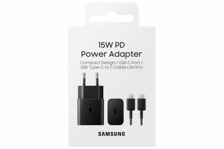 Samsung 15W 1 Port Fast Travel Adapter with Type-C Cable, Black