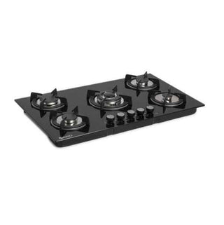 Zero 5 Burner black Glass Top Gas Hob