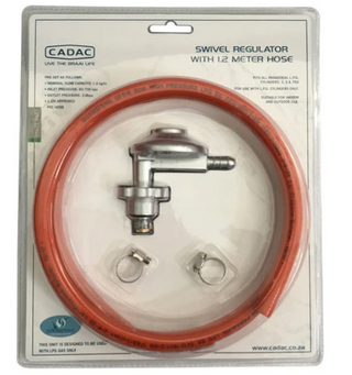 Cadac Swivel Regulator +1.2m Hose + 2 Clamps