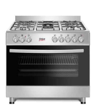 Univa 5 burner Gas stove with electric oven, FFD Cast Iron grids, Auto ignition 900mm