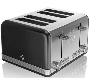 Swan Retro 4 Slice Black Toaster  SRT4B/R/G