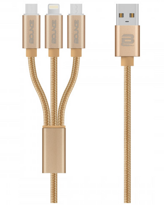 Bounce Cord Series 3 in 1 Charge cable - Gold BO-20011-GD