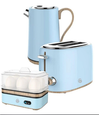 Swan Blue Cordless Kettle & 2 Slice Toaster & Egg Boiler SWTP1B/BL/W