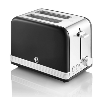 Swan 2 Slice Black Stainless Steel Retro Toaster SRT2B/G/R