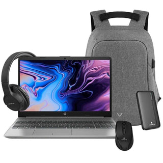 HP 250 (8GB/256SSD) Powerbank Bundle includes Backpack, bluetooth headphone, mouse, 10 000 Mah powebank 7N0M6ES(BMHP)