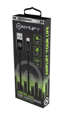 Amplify Linked series USB to Lightning braided cable Black 1M AMP-2000