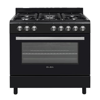 90CM 5 Burner Gas Stove & Electric Oven- Black