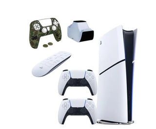 PLAYSTATION 5 SLIM DIGITAL + PS5 DUALSENSE + PS5 MEDIA REMOTE + NAC: DS5 TWIN-CHARGER (PS5) + NAC: DS5 SILICON SKIN GREEN CAMO (PS5)