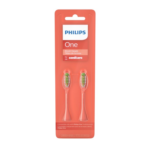 Philips One by Sonicare - 2 Brush Heads - Miami Coral - BH1022/01