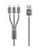 Amplify Linked Series 3 in 1 Charge cable - Gun Metal 1.2m AMP-20006-GM