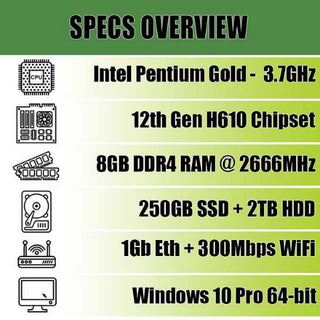 Intel Pentium Gold 12th Generation Home & Office High-Performance Desktop PC