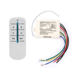 4 Way Wall Light Receiver On/Off 220V Wireless Remote Control Switch