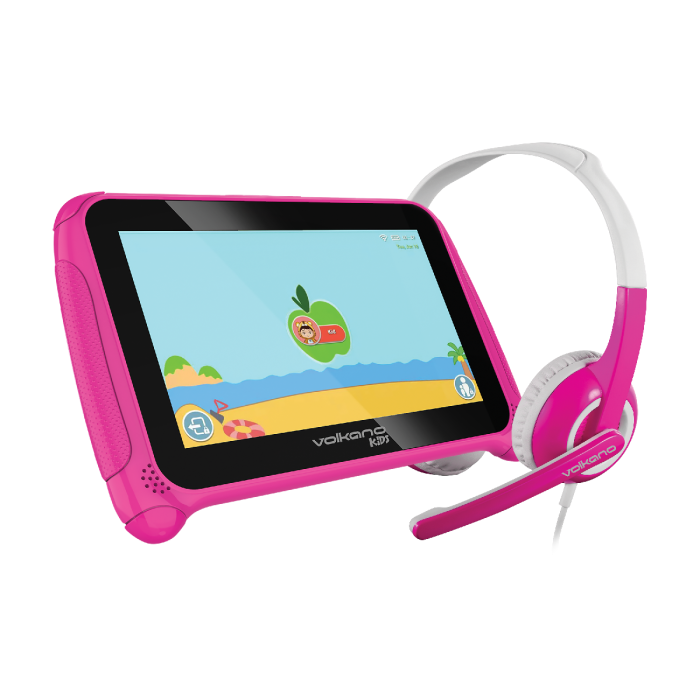 Volkano Kids 7 Inch Educational Tablet Bundle with Headphones - Pink