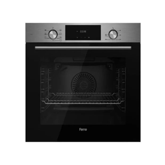 Ferre 60cm 7 Function Electric Built in Oven with White Digital Display Black Glass