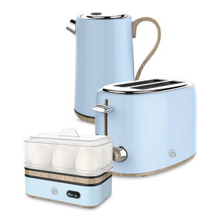 Swan Blue Cordless Kettle & 2 Slice Toaster & Egg Boiler SWTP1B/BL/W