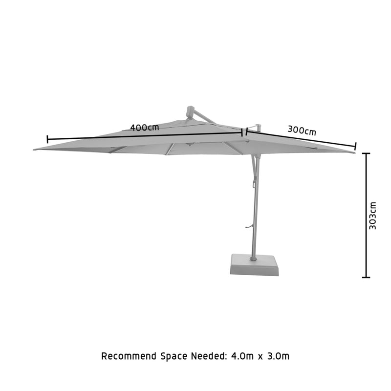 Sling 3mx4m Rectangular Aluminium Cantilever Umbrella