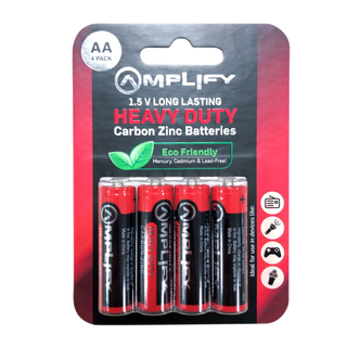 Amplify Heavy Duty AA Carbon Zinc 4 pack Batteries AMP-8009-RD