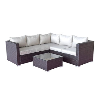 Amelia Corner Patio Sofa Set Brown