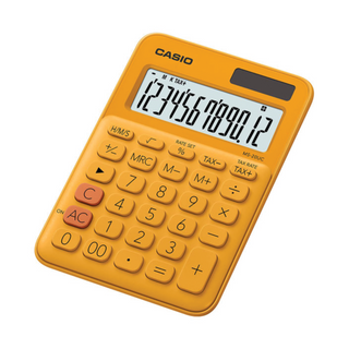 Casio mini desk type 12 digits calculator, OrangeMS-20UC-RG-W-DC