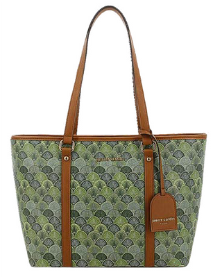 Pierre Cardin Cleo Printed Tote TAN / GREEN