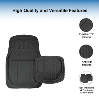 Stingray 4Pce Deep Trough Mat Set - Grey (ZS1839PGR)