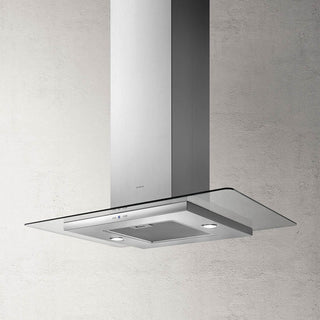 Elica 90cm Flat Glass Island Cooker-Hood/Extractor Silver