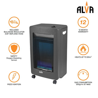 Alva Blue-Flame Convection Gas Heater Black GH305