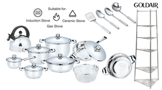 GOLDAIR 20 PC POT SET WITH KETTLE - GDPS-20