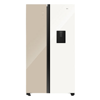 Hisense 508L White And Khaki Glass Side By Side Fridge H670SDK-WD