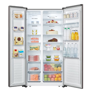 Hisense 508L White And Khaki Glass Side By Side Fridge H670SDK-WD