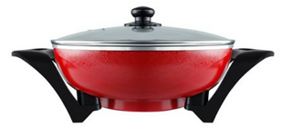 Wok Adjustable Temperature Diecast Aluminium Red 33X9cm 1500W "Bangkok Wok"