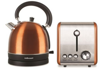 Pack 2 Piece Set Stainless Steel Kettle And Toaster "Copper" #