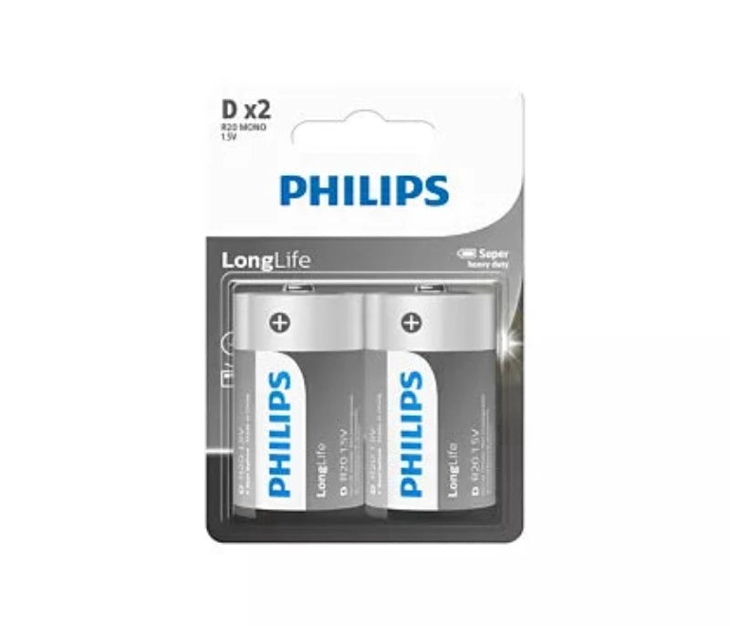 Philips LongLife Battery   D 2 BLISTER R20L2B/40