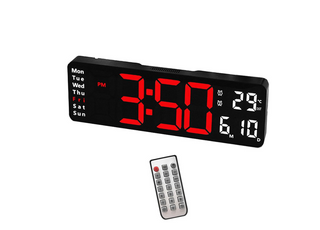 13 Inch Electronic Wall Clock Remote Control Temp Date Digital LED Clock - Green