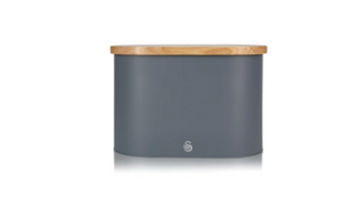 SWAN - Nordic Slate Grey Oval bread bin with Bamboo Cutting Board Lid SKWA17512GRYN