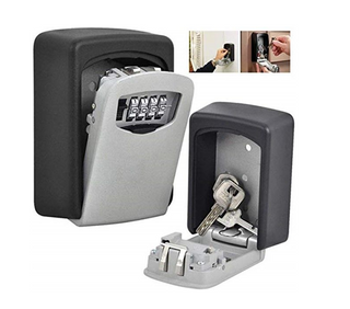 Key Storage Lock Box with 4 Digit Combination - Grey