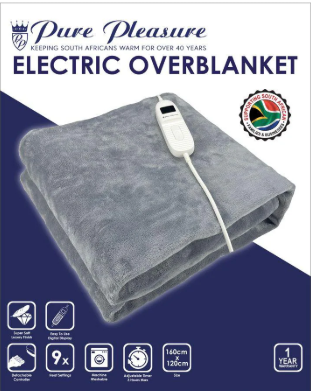 PHP005BB ELECTRIC OVERBLANKET - 9 HEAT &  TIMER - 160x120cm - Brown Box Packaging