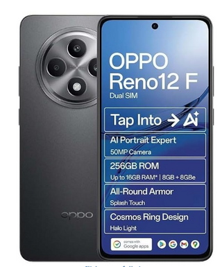 OPPO Reno12 F 256GB Dual Sim Android Smartphone, Matte Grey