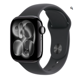 Apple Watch Series 11 GPS 42mm Jet Black Aluminium Case with Black Sport Band - M/L