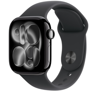 Apple Watch Series 11 GPS + Cellular 42mm Jet Black Aluminium Case with Black Sport Band M/L
