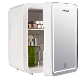 Goldair 6LT Compact Beauty Cooler with Mirror & LED Light - WHITE GMR-600