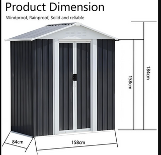 Outdoor Storage Shed Metal Anti-Corrosion Utility Tool House With Lock