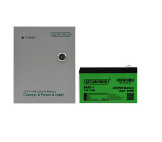 Securi-Prod 3Amp Lithium Backup Power Supply + 12V 7AH LifePO4 Lithium Battery
